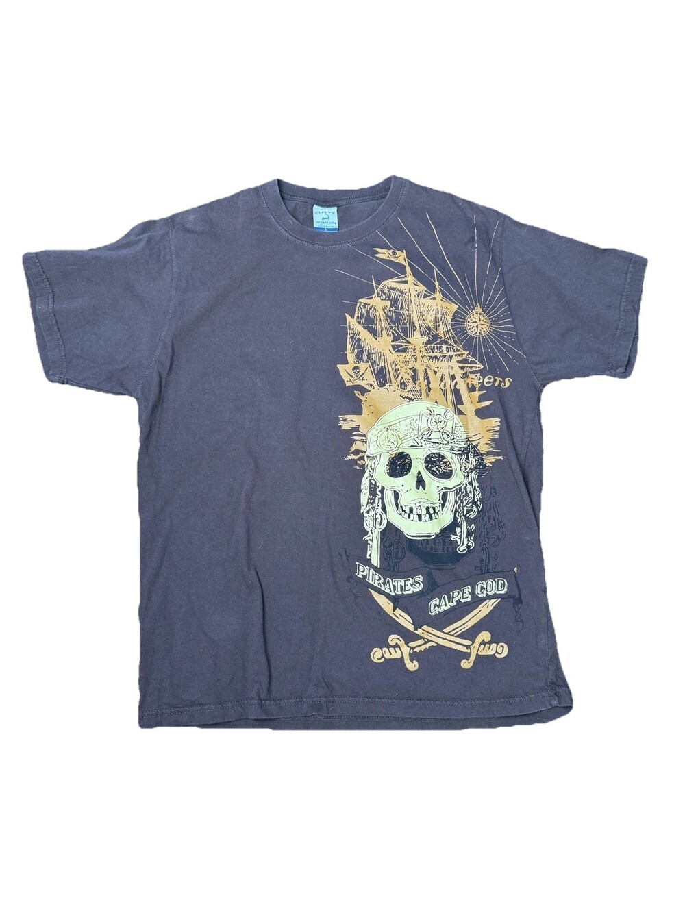 Pirates Cape Cod Shirt Mens Large Brown Cuffy's Of Cape Cod Skull Graphic Tee
